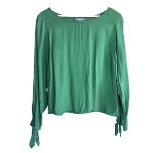 ModCloth Large Green Long Sleeve Top with Tie Cuffs